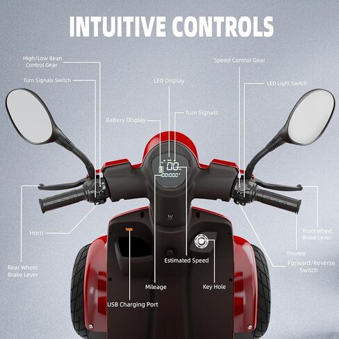 2-in-1 Heavy Duty Electric Golf Cart & Adults Mobility Scooters - 1000W Motor, 4 Fat Tires, Multi-Mode Rear Trunk, 3 Speed Control, Long Range Battery, Remote Keys in Saudi Arabia