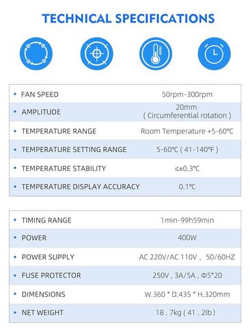 NEWTRY Lab Incubator Shaker 2 in 1 Scientific Incu-Shaker Shaking Incubator with Temperature and time Setting 50-300rpm 5-60℃ 20mm Circumferential Rotation in Kuwait