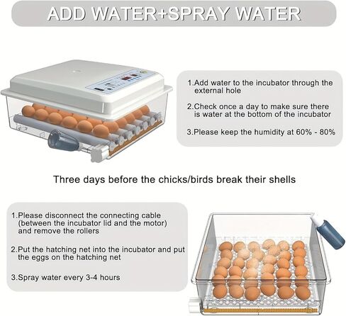 36Egg Incubator with Automatic Egg Turning and Humidity Control, Incubators for Hatching Eggs, Chicken, Ducks, Goose, Pigeon, Quail, Parrot Incubator for Farm, Lab, Science Classroom, Home in Kuwait