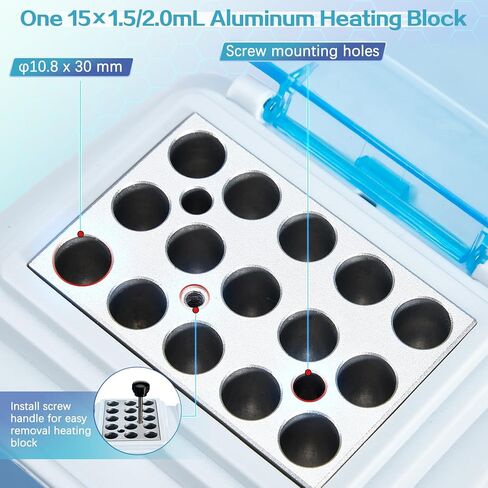 Mini Dry Bath Incubator with 15 x 1.5ml Heating Block, Digital Lab Thermostatic Heater with Timing Control, Up to 212℉/100℃, ± 0.5°C Accuracy in Kuwait