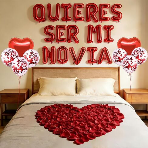 البالونات Quieres Ser Mi Novia - بتلات رسائل Mylar ذات 400 بوصة مع 500pcs بتلات وردية ردي in Kuwait