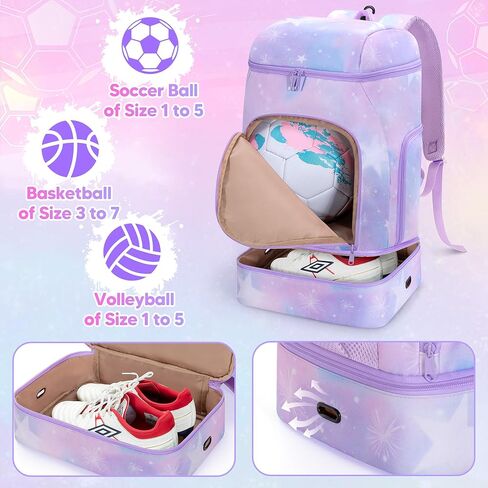 Soccer Backpack for Girls with Separate Ball Pocket and Shoe Compartment, Sports Bags for Soccer, Basketball, Volleyball in Saudi Arabia