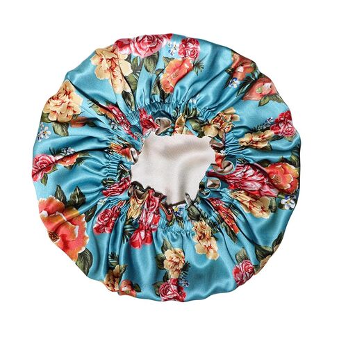 100% Mulberry Silk Bonnet for Sleeping Women - Handmade in USA 19 Momme Double Layer Reversible Silk Hair Wrap, Non-Slip Bonnet for Curly & Natural Hair, Luxury Hair Protection While Sleeping (Wild Rose Print) in Saudi Arabia