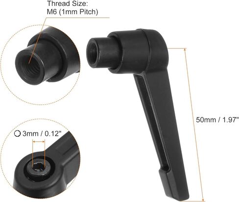 10pcs Adjustable Clamping Lever Handles M6 Female Thread Knobs Rotating Screw Locking Quick Release Ratchet Push Button Handle, Black in Saudi Arabia