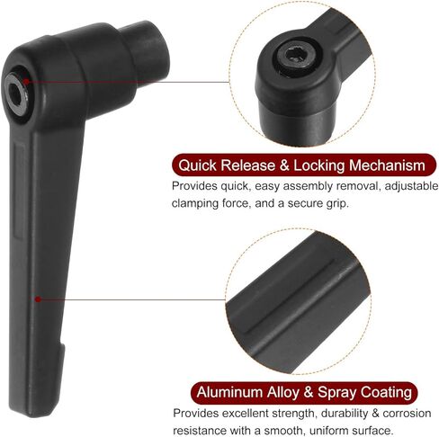 10pcs Adjustable Clamping Lever Handles M6 Female Thread Knobs Rotating Screw Locking Quick Release Ratchet Push Button Handle, Black in Saudi Arabia