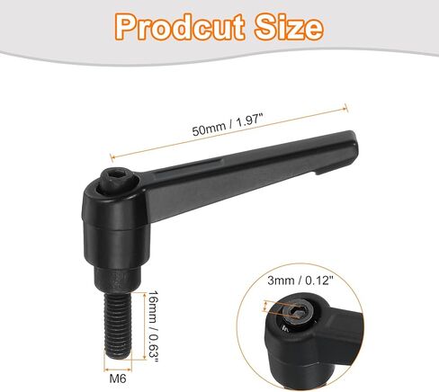 2Pcs M6 x 16mm Adjustable Knobs Handle Male Thread Push Button Ratchet Quick Release Locking Rotating Bolt for Lathe Machinery, Black in Saudi Arabia