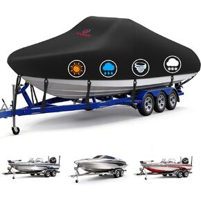 Comnova Boat Cover 16-18.5 FT - Marine Grade Trailerable Boat Cover Heavy Duty & Waterproof - Fit 16 to 18.5ft V-Hull, Tri-Hull, Fishing Boats, Runabout, Bowrider, Fish & Ski and Pro-Style Bass Boats in Kuwait