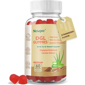 علكة دي جي إل | مستخلص جذر عرق السوس منزوع الجليسيرهيزين، كيرسيتين، الصبار، مسحوق بذور اليانسون | صحة الأمعاء، تهدئة المعدة، دعم المعدة، راحة الجهاز الهضمي | خالي من الغلوتين، 60 قيراط (نكهة الفراولة) in Kuwait