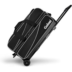 Goloni 3/4 Ball Bowling Bag with Wheels, Rolling Bowling Roller Bag with Retractable Handle for Balls & Bowling Accessories in Kuwait