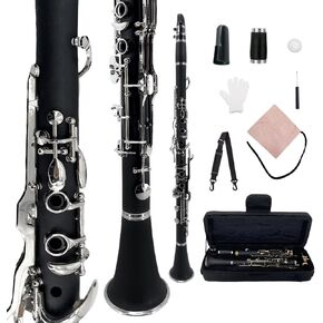 G Key Clarinet, Ebonite Body with Nickel-Plated Keys & 2 Barrels, Professional Grade Clarinet Complete Set with Hard Case, Mouthpiece & Accessories in Kuwait
