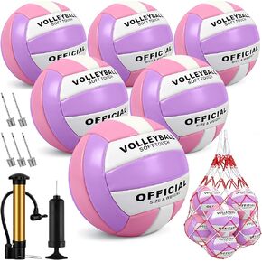 6 عبوات من الكرات الطائرة ذات الحجم الرسمي 5، كرة طائرة ناعمة مقاومة للماء مع مضخة وحقيبة شبكية للتدريب في الأماكن المغلقة والمفتوحة على الشاطئ وحمام السباحة المائي - كرة الطائرة المنافسة لمباراة التدريب للمبتدئين in Kuwait