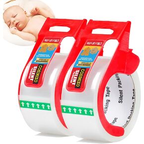 2-Pack No Noise Clear Packing Tape with Dispenser,2.7mil x 1.88" x 55Yds Heavy Duty Noiseless Packing Tape,Clear Packaging Tape for Shipping, Industrial Grade Moving Tape for Boxes COSIMIXO in Kuwait