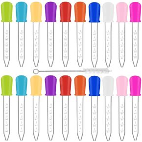 20 قطعة قطارة سائلة مع فرشاة تنظيف، ماصات نقل متعددة الوظائف من السيليكون والبلاستيك، قطارة عين ذات رأس رفيع لصنع الحلوى، الزيوت العطرية، استخدام المطبخ، صناعة الدب الصمغي بنفسك in Kuwait