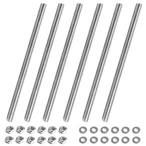 6pcs M6 x 100mm Fully Threaded Rod, M6-1.0mm Thread Pitch,304 Stainless Steel Right Hand Threads Rods, with Nuts and Flat Washer,for Clamps, Hangers and U-Bolts (M6 x 100mm) in Kuwait