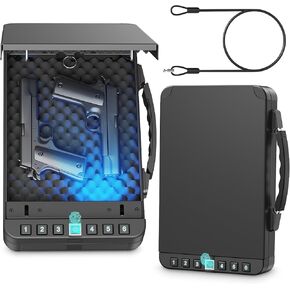 Gun Safe for Handgun Biometric Gun Safe for 2 Pistols, Safe DOJ Certified, Quick Access Handgun with Unlock Fingerprint PIN or Key Unlock Rechargable Handgun Safe, with Internal Light in Saudi Arabia