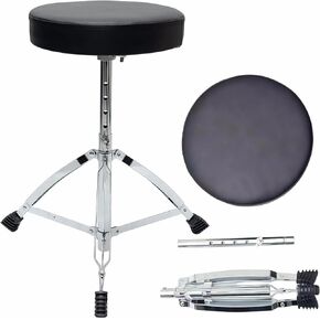 Drum Throne, Adjustable Height Drum Stool with Thick Padded Cushion, Lightweight Portable, for Drummers, Practice, Studio, Ideal for Beginners, novices, and Amateur Drummers in Kuwait