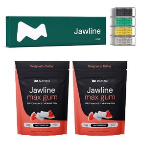 حزمة ماينا النهائية | مجموعة تمارين الفك الأساسية من Mayena (4 مستويات مقاومة) وعلكة Jawline Max من Mayena (البطيخ / 40 قطعة) | خط إنتاج كامل لتقوية الوجه وتحديد الفك in Kuwait