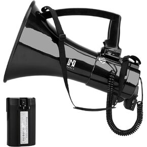 مكبر صوت 75 وات، مكبر صوت عالي مع AUX (3.5 ملم)، مدخل USB وبلوتوث، صفارة إنذار وتسجيل مدمج - بطارية قابلة لإعادة الشحن للأماكن الخارجية والشرطة والتشجيع in Kuwait