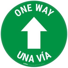 One Way - Arrow - Green - Bilingual Spanish - Floor Sign 20" x 20" - Permanent in Kuwait
