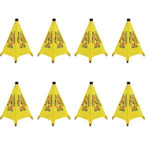 8 PCS Pop up Wet Floor Sign with Storage Tube, 20 Inch Wet Safety Warning Caution Cone Yellow Warning Sign for Commercial Stores Grocery Office Use,with Umbrella Frame in Saudi Arabia