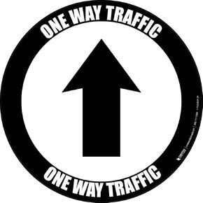 One Way Traffic - Up Arrow Black - Floor Sign 18" x 18" - Permanent in Kuwait
