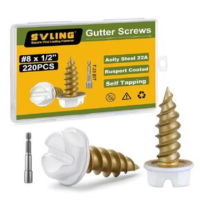 #8 x 1/2" Self Tapping Gutter Screws, 110PCS 410 Stainless Steel Sheet Metal Screws, Hex Washer Head, 1/4" Hex Bit Socket Included in Kuwait