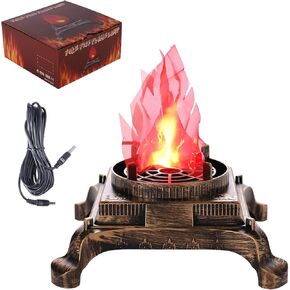 GULI Halloween 3W Prop LED Fake Fire Flame Effect Lamp Torch Night Light Artificial 3D Campfire Lamp for Christmas Festival Event Party Club Decor(6inches-Stand Led Flame Light) in Kuwait