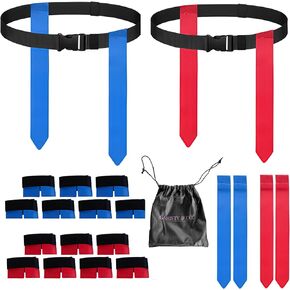 Flag Football Belts Set for 14 Players – 28 Durable Red & Blue Flags with 4 Extra Flags, Adjustable Belts & Carry Bag – Youth & Adult Flag Football Equipment for Teams, PE & Backyard Games in Saudi Arabia
