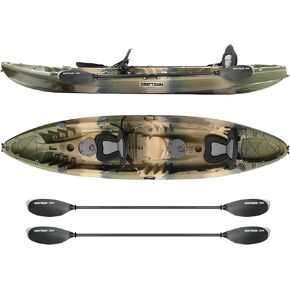 DRIFTSUN Teton 120 Hard Shell Kayak، 2 أو 3 أشخاص يجلسون على قمة قوارب الصيد مع مقعدين مبطنين من مادة EVA in Kuwait