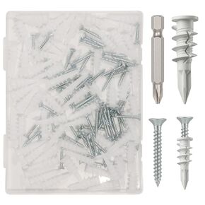 مجموعة 352 قطعة من مراسي ومسامير الحوائط الجافة ذاتية الحفر، 9 مراسي حائط بلاستيكية من النايلون بأحجام مختلفة، مراسي فولاذية مجلفنة، براغي، مراسي باب مجوفة، تحمل ما يصل إلى 75 رطلًا in Kuwait