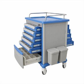 200-Bins Medication Cart with Trash Can & Chart Rack, Mobile Pill Cabinet for Clinic Nursing Center Daily Patients Management, Double-Sided Pull, Set of 1 (30" L x 19" W x 37" H) in Kuwait