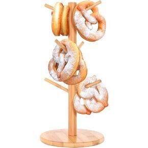 حامل البريتزل، حامل البريتزل، حامل البريتزل على شكل شجرة من الخشب لعرض البريتزل وحامل السجق المعلق يحتوي على 6 أعمدة لحفلة أكتوبر (6.29 × 6.29 × 12.59 بوصة) in Kuwait