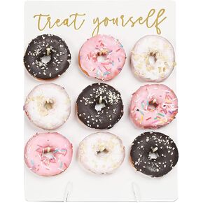 حامل عرض جداري على شكل دونات قابل لإعادة الاستخدام، لوح حامل دونات من الخشب الريفي، عرض بوفيه طعام لحفلات الزفاف، وحفلات الزفاف، وحفلات أعياد الميلاد، يناسب 9 دونات (أبيض) in Kuwait