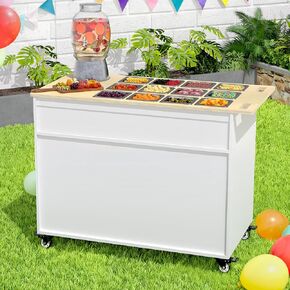 GDLF Charcuterie Cart with Stainless Steel Food Pans, Mobile Pizza Topping & Salad Bar Station, Buffet Serving Table for Home, Party & Catering in Kuwait