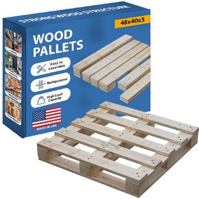 Greaton، مجموعة منصات خشبية مقاس 48 × 40 × 5، خشب صنوبر عالي التحمل من الدرجة الصناعية، حزمة مسطحة غير مجمعة، قابلة للتكديس وإعادة الاستخدام، منصة نقالة أرضية خفيفة الوزن، مستودع، سوبر ماركت وتخزين داخلي، حزمة واحدة in Kuwait