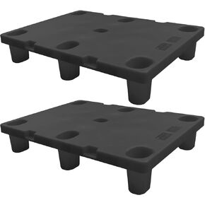 قطعتان من المنصات البلاستيكية شديدة التحمل، منصة تخزين صناعية مقاس 31.5 بوصة × 23.6 بوصة × 5.5 بوصة، تحميل ديناميكي 1102 رطل/تحميل ثابت 1764 رطل، منصات تكديس المستودعات للخدمات اللوجستية والتخزين (أسود) in Kuwait