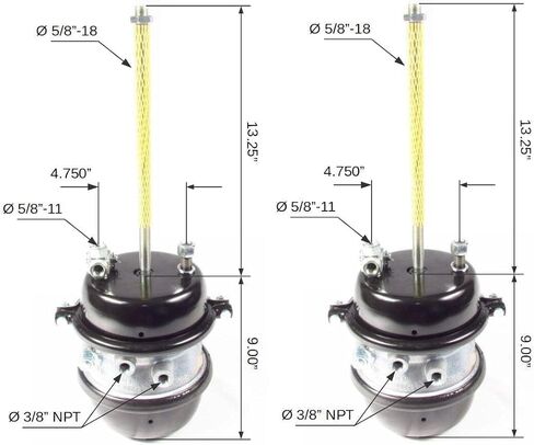 Fortpro Type 30/30 Sealed Air Spring Brake Chamber - 2 1/2" Stroke Threaded | F224746 in Kuwait
