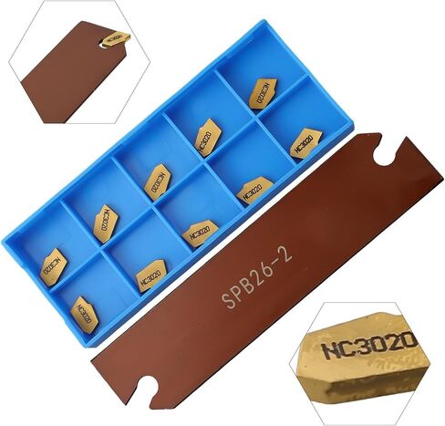 SP200 GTN-2 حشوات كربيد مقطوعة مع أداة شق الشفرة SPB26-2 عرض 2 مم ارتفاع 26 مم طول 110 مم للفولاذ شبه النهائي المقاوم للتآكل العالي وطلاء الأمراض القلبية الوعائية عبوة من 10 قطع in Kuwait