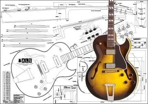خطة الغيتار الكهربائي Archtop ES-175 - طباعة كاملة النطاق بواسطة ALS in Kuwait