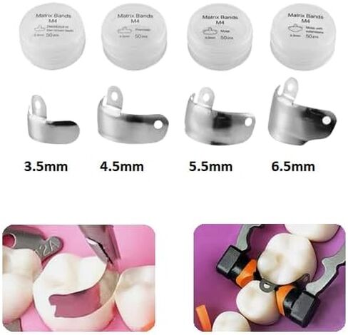 Dental Sectional Matrices with Holes 50/Pack - 3.5mm Sectional Dental Matrix System Contoured Metal Matrices (4.5) in Saudi Arabia