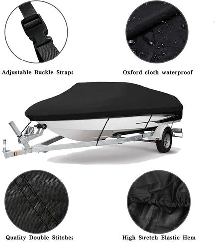 غطاء قارب مقاوم للماء شديد التحمل، غطاء قوارب بوليستر من الدرجة البحرية من البولي يوريثان، غطاء قارب باس مقاوم للأشعة فوق البنفسجية، يناسب الأسماك ثلاثية الهيكل وقارب التزلج، Runabout (17'-19'، عرض الشعاع يصل إلى 96 بوصة) in Kuwait