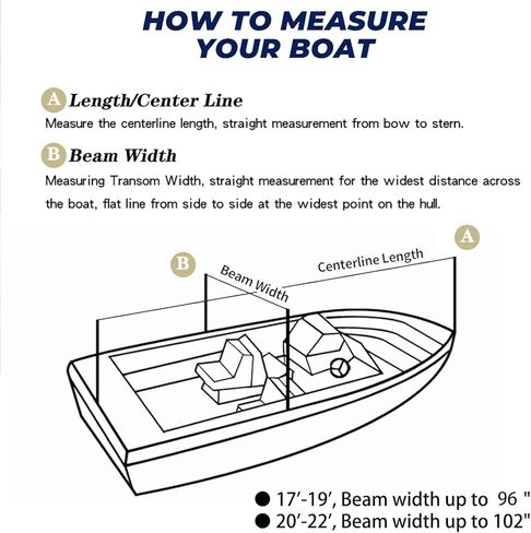 غطاء قارب مقاوم للماء شديد التحمل، غطاء قوارب بوليستر من الدرجة البحرية من البولي يوريثان، غطاء قارب باس مقاوم للأشعة فوق البنفسجية، يناسب الأسماك ثلاثية الهيكل وقارب التزلج، Runabout (17'-19'، عرض الشعاع يصل إلى 96 بوصة) in Kuwait