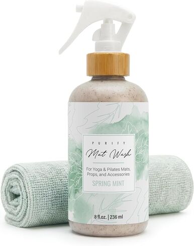 Organic Yoga Mat Cleaner Spray | 8oz Summer Bloom with Microfiber Cloth | Made in the USA | Safely and Effectively Cleans All Mats and Pilates + Yoga Accessories in Kuwait