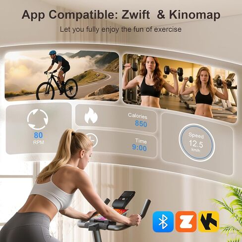 Exercise Bike for Home – 350LB Magnetic Resistance Indoor Cycling Bike, Silent Stationary Spin Bike with App Sync, Adjustable Seat, LCD Monitor, Smooth & Quiet for Cardio Workout in Kuwait