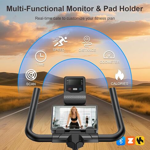 Exercise Bike for Home – 350LB Magnetic Resistance Indoor Cycling Bike, Silent Stationary Spin Bike with App Sync, Adjustable Seat, LCD Monitor, Smooth & Quiet for Cardio Workout in Kuwait