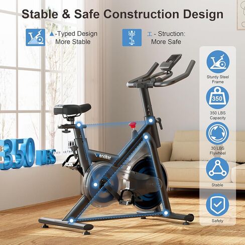 Exercise Bike for Home – 350LB Magnetic Resistance Indoor Cycling Bike, Silent Stationary Spin Bike with App Sync, Adjustable Seat, LCD Monitor, Smooth & Quiet for Cardio Workout in Kuwait