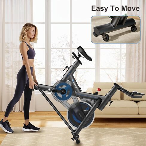 Exercise Bike for Home – 350LB Magnetic Resistance Indoor Cycling Bike, Silent Stationary Spin Bike with App Sync, Adjustable Seat, LCD Monitor, Smooth & Quiet for Cardio Workout in Kuwait