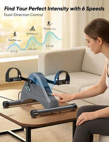 LUBBYGIM Mini Exercise Bike, Under Desk Bike Pedal Exerciser for Seniors & Physical Therapy, Electric Motorized Foot Pedal Machine for Arm and Leg Fitness, 6 Speed Levels in Saudi Arabia