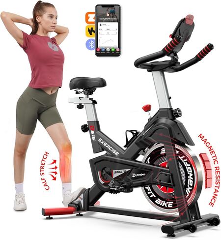 pooboo Exercise Bike, Adjustable Magnetic/Brake Pad Resistance Silent Belt Drive, Indoor Cycling Bike for Home Cardio, Fitness Stationary Bike with 350lbs/300lbs Weight Capacity &Upgraded Version Seat Solid Build 1 in Kuwait