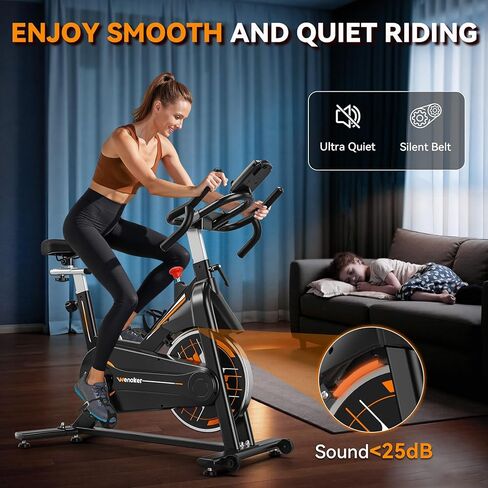Exercise Bike, Wenoker Stationary Bike for Home App Sync Indoor Bike with Adjustable Seat and Multi-grips Handlebar, Transport Wheels and Fitness Courses for Weight Loss in Kuwait